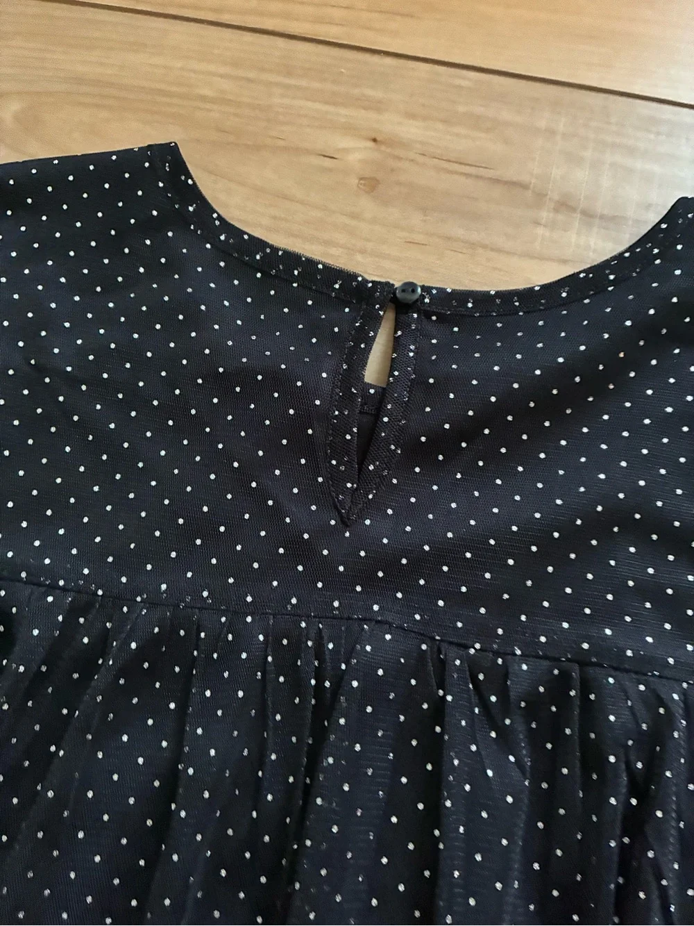 wonder nation Black Long Sleeve Mesh Top with silver shimmer Detail